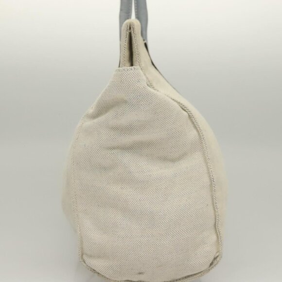 PRADA Tote Bag Canvas Beige Silver Auth 133386 - Picture 5 of 16